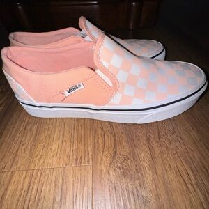 Peach Slip-On Checkerboard Vans